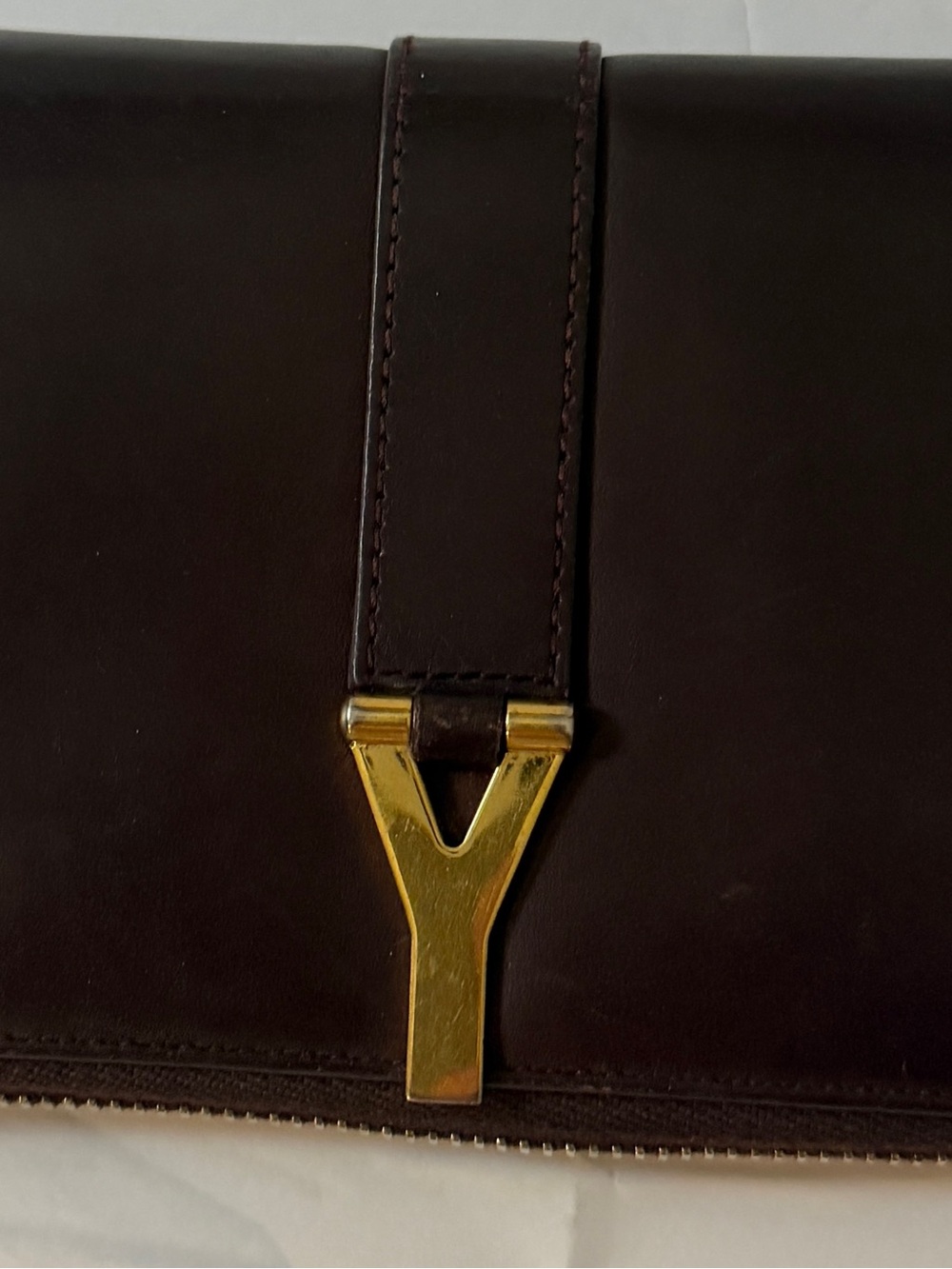 Saint Laurent Dark Brown Leather Wallet with Gold Y Hardware - Picture 5 of 15
